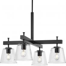 Progress P400299-31M - Saffert Collection Four-Light New Traditional Matte Black Clear Glass Chandelier Light