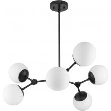  P400308-31M - Haas Collection Six-Light Matte Black Mid-Century Modern Chandelier