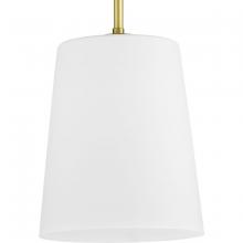  P500429-012 - Clarion Collection One-Light Satin Brass Etched White Transitional Pendant