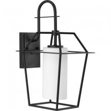 Progress P560314-031 - Chilton Collection One-Light New Traditional Textured Black Etched Opal Glass Outdoor Wall Lantern