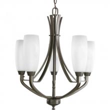 Progress P4436-20 - Wisten Collection Five-Light Antique Bronze Etched Glass Modern Chandelier Light