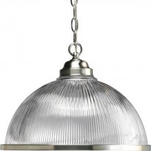 Progress P5103-09 - Prismatic Glass Collection One-Light Brushed Nickel Clear Prismatic Glass Traditional Pendant Light