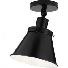 Progress P350199-031 - Hinton Collection One-Light Matte Black Vintage Style Ceiling Light