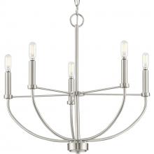 Progress P400202-009 - Leyden Collection Five-Light Brushed Nickel Farmhouse Style Chandelier