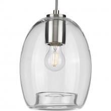 Progress P500159-009 - Caisson Collection One-Light Brushed Nickel Clear Glass Global Pendant Light
