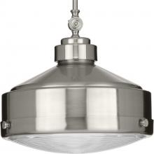 Progress P500170-009 - Loftin Collection One-Light Brushed Nickel Clear Patterned Glass Farmhouse Pendant Light