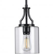  P500208-031 - Lassiter Collection One-Light Matte Black Clear Glass Modern Pendant Light