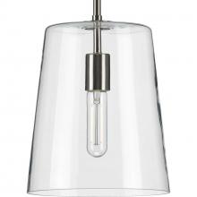 Progress P500241-009 - Clarion Collection One-Light Brushed Nickel Clear Glass Coastal Pendant Light