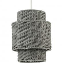 Progress P550084-151 - Manteo One-Light Cottage White with Weathered Grey Rattan Indoor/Outdoor Hanging Pendant Light