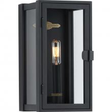 Progress P560267-031 - Stature Collection One-Light Textured Black and Clear Glass Transitional Style Small Outdoor Wall La