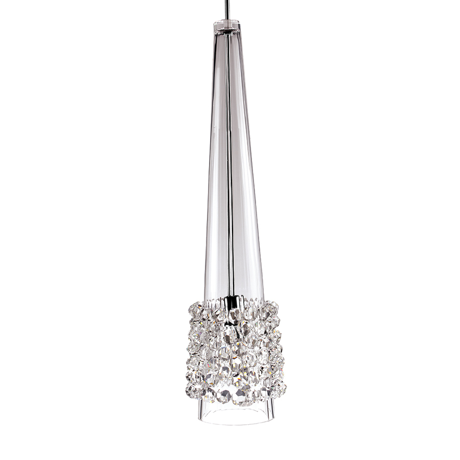 Kalysta LED Clear Diamond Pendant with Chrome Canopy