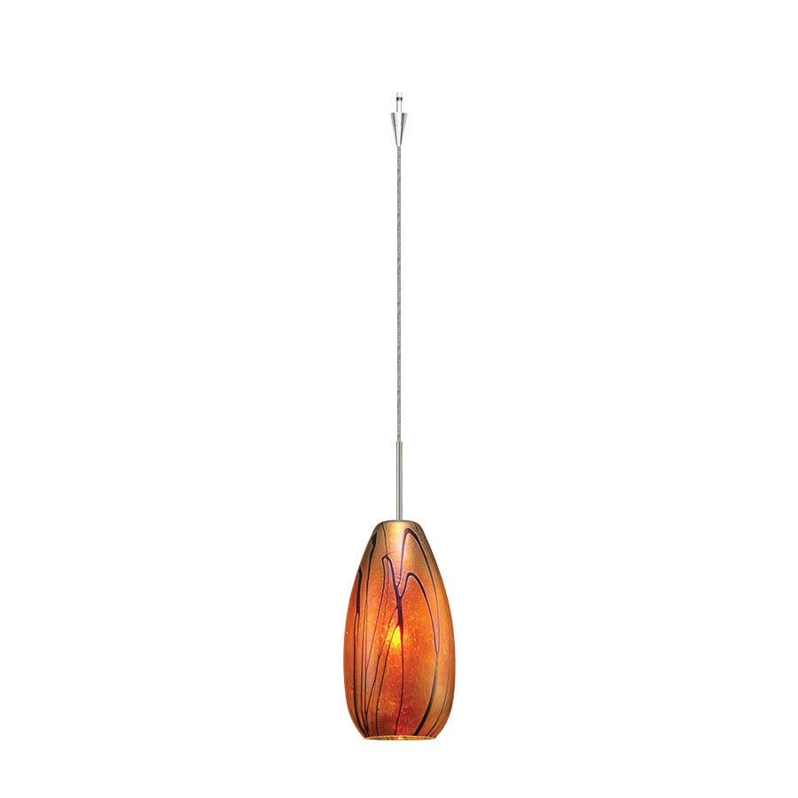 Willow 1 Light Quick Connect Pendant with Iridescent Cased Glass in Brushed Nickel