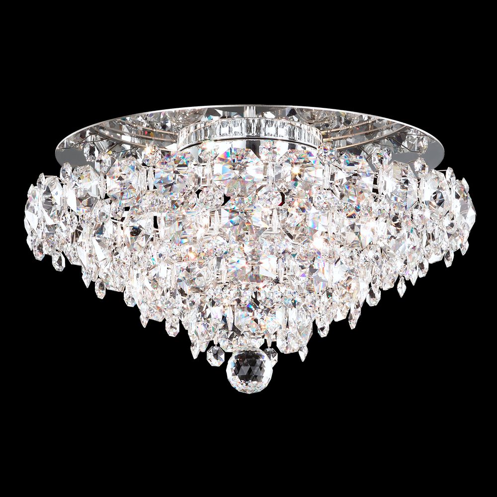 Baronet 4 Light 120V Flush Mount in Polished Stainless Steel with Clear Radiance Crystal