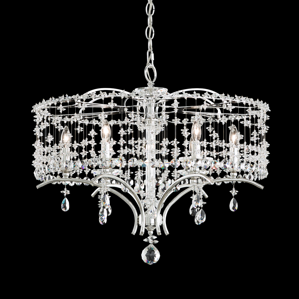 Bella Rose 6 Light 120V Chandelier in Antique Silver with Radiance Crystal