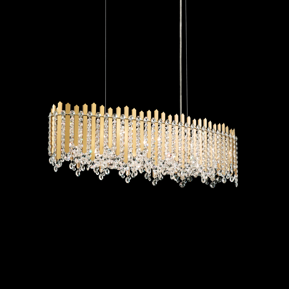 Chatter 12 Light 120V Linear Pendant in Gold Mirror with Clear Radiance Crystal