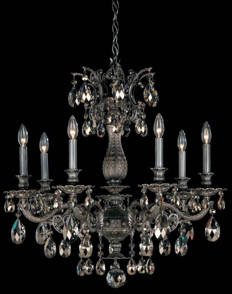 Milano 7 Light 120V Chandelier in Antique Silver with Radiance Crystal