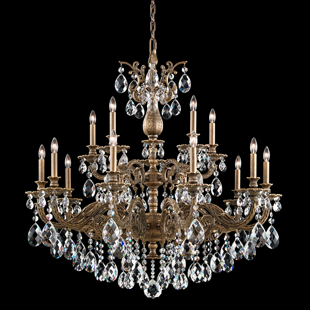 Milano 15 Light 120V Chandelier in French Gold with Radiance Crystal