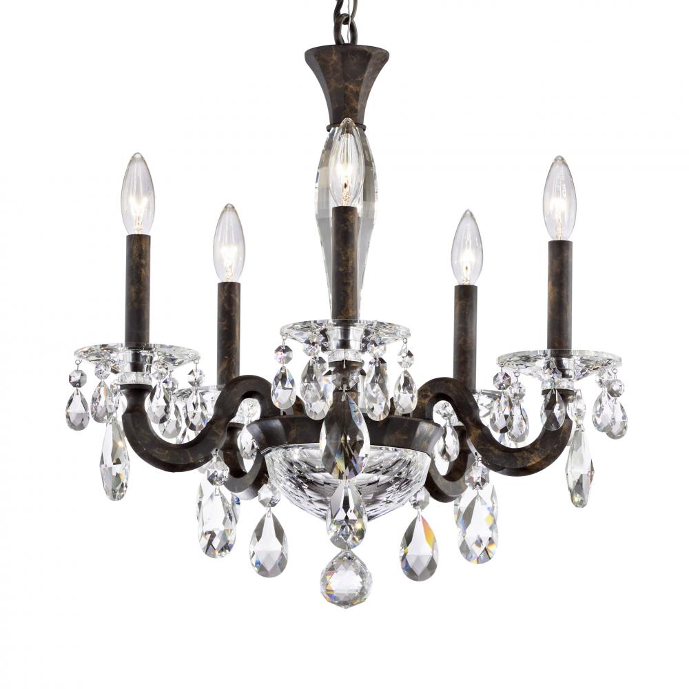 San Marco 5 Light 120V Chandelier in Antique Silver with Radiance Crystal