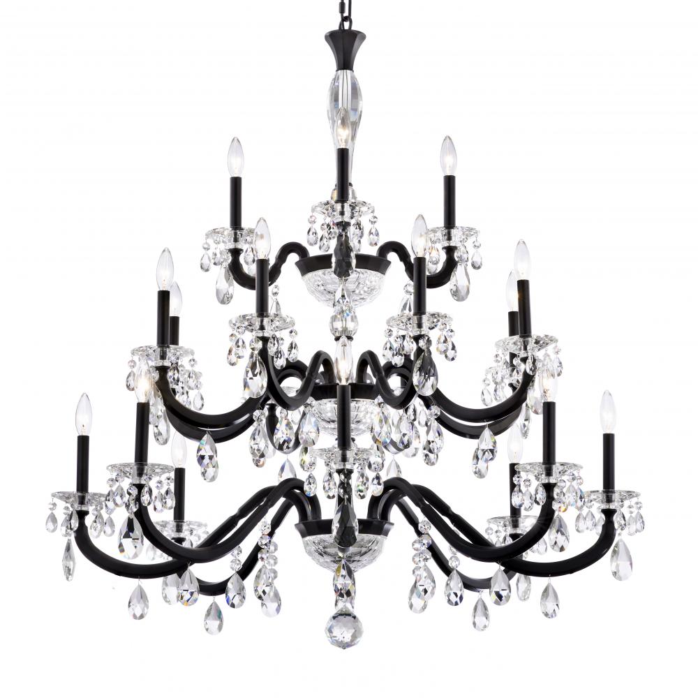 San Marco 20 Light 120V Chandelier in Antique Silver with Radiance Crystal