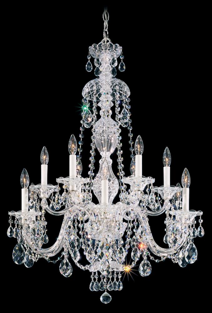 Sterling 12 Light 120V Chandelier in Polished Silver with Clear Heritage Handcut Crystal