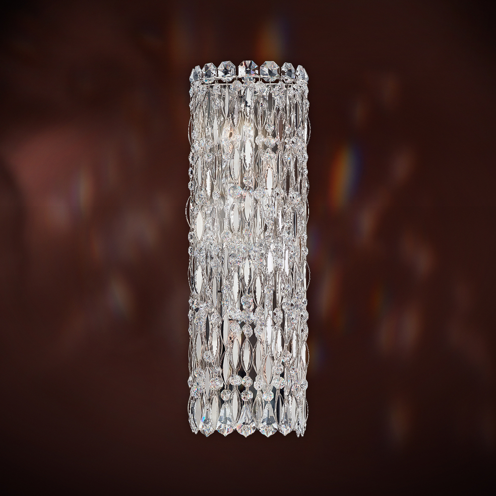 Sarella 4 Light 120V Bath Vanity & Wall Light in Polished Stainless Steel with Clear Crystals from