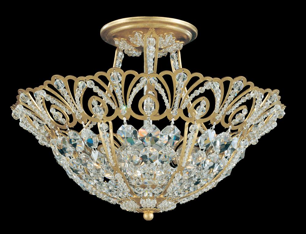 Rivendell 5 Light 120V Semi-Flush Mount in French Gold with Radiance Crystal