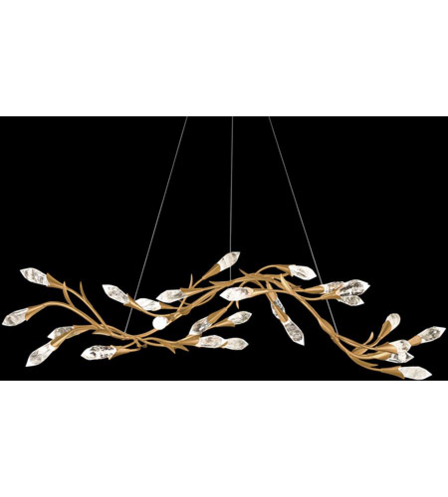 Secret Garden 56in LED 3500K 120V-277V Linear Pendant in French Gold with Optic Haze Quartz