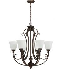 Craftmade 24226-MB-WG - Barrett Place 6 Light Chandelier in Mocha Bronze (White Glass)