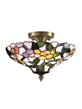  7966/3LTF - Peony Tiffany Semi Flush Mount