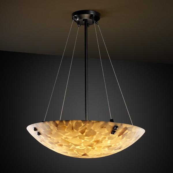 36" LED Pendant Bowl w/ Pair Square w/ Points Finials