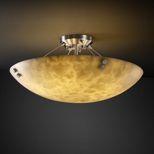 36" Semi-Flush Bowl w/ Pair Cylindrical Finials