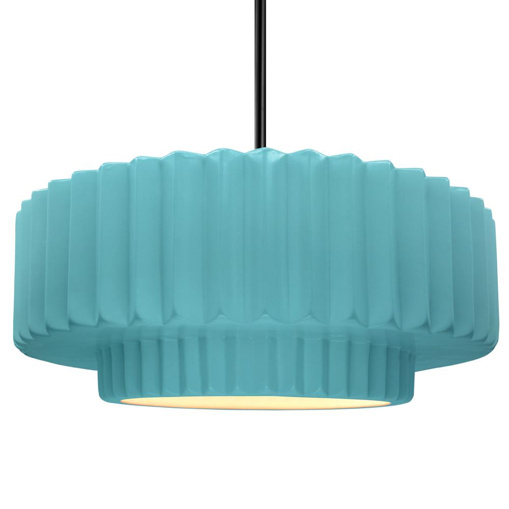 Large Tier Pleated LED Pendant