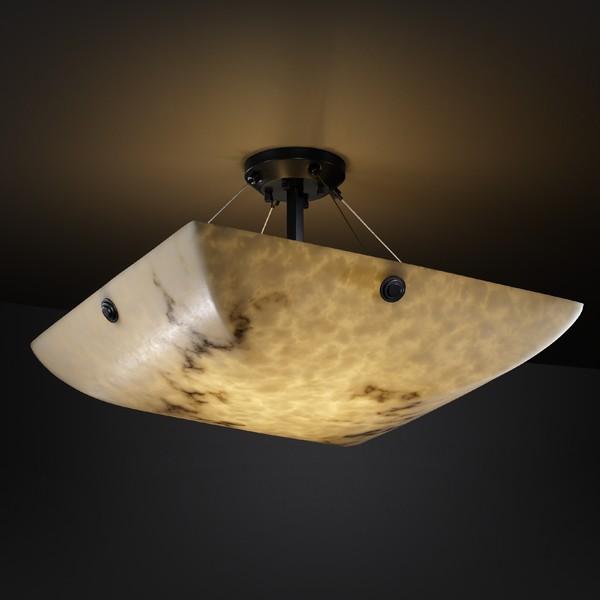 18" LED Semi-Flush Bowl w/ Pair Square Finials