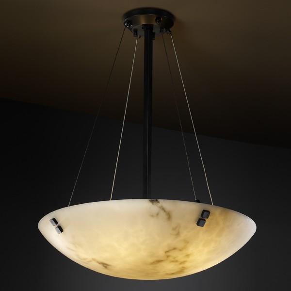 18" LED Pendant Bowl w/ Concentric Squares Finials