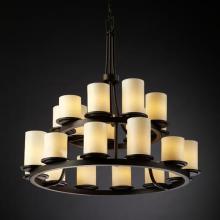 Justice Design Group CNDL-8767-10-CREM-DBRZ - Dakota 21-Light 2-Tier Ring Chandelier