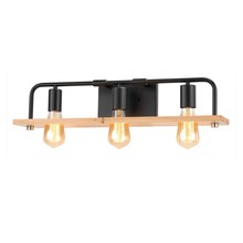 Justice Design Group ECO-8393-WOOD-MBLK - Loft 3-Light Bath Bar