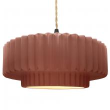  CER-6555-CLAY-MBLK-BEIG-TWST - Large Tier Pleated 1-Light Pendant