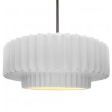 Justice Design Group CER-6555-WHT-NCKL-RIGID - Large Tier Pleated 1-Light Pendant