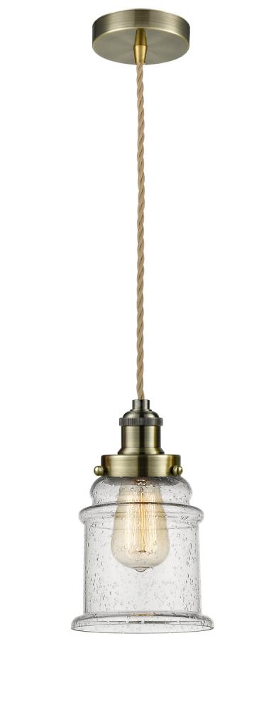 Edison - 1 Light - 8 inch - Antique Brass - Cord hung - Mini Pendant