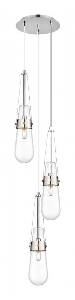 Milan - 3 Light - 12 inch - Polished Nickel - Multi Pendant