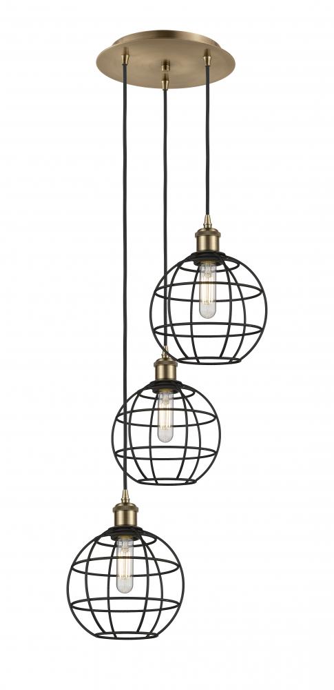 Lake Placid - 3 Light - 15 inch - Antique Brass - Cord Hung - Multi Pendant