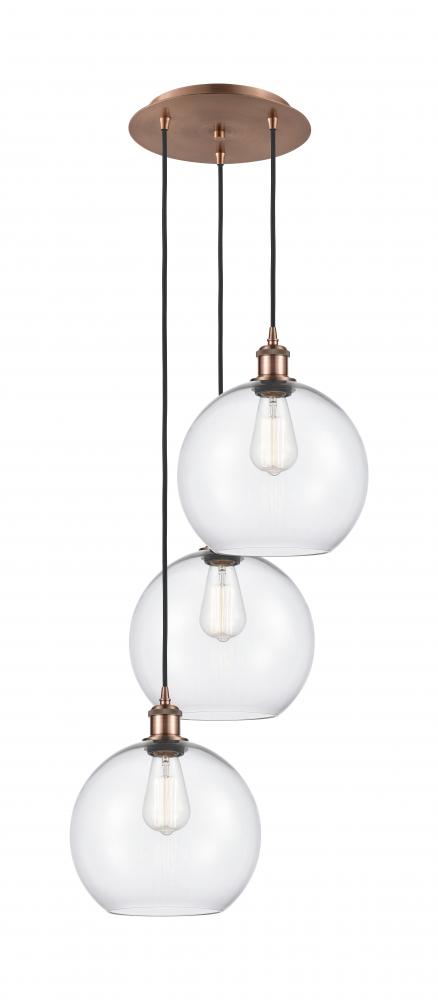 Athens - 3 Light - 17 inch - Antique Copper - Cord Hung - Multi Pendant