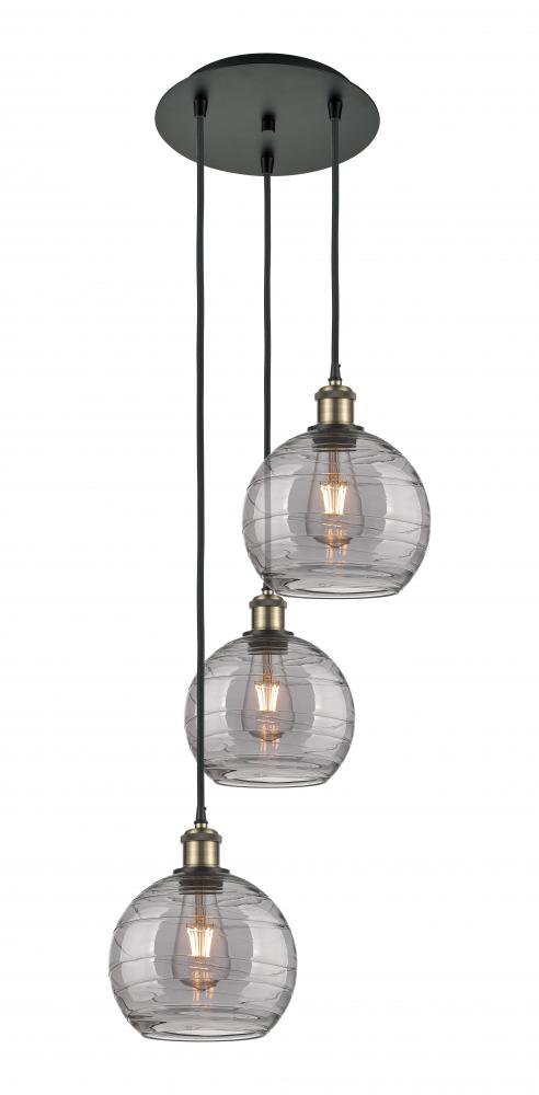 Athens Deco Swirl - 3 Light - 15 inch - Black Antique Brass - Cord Hung - Multi Pendant