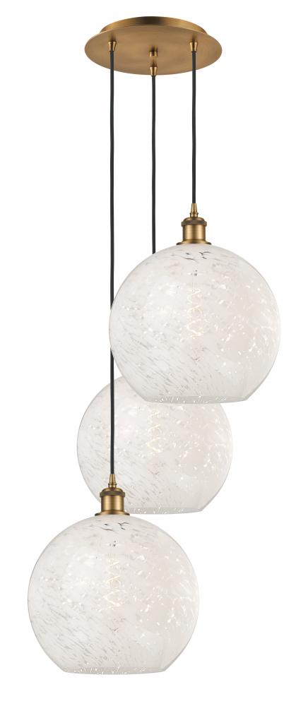 White Mouchette - 3 Light - 19 inch - Brushed Brass - Cord Hung - Multi Pendant