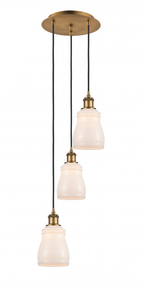 Ellery - 3 Light - 12 inch - Brushed Brass - Cord Hung - Multi Pendant