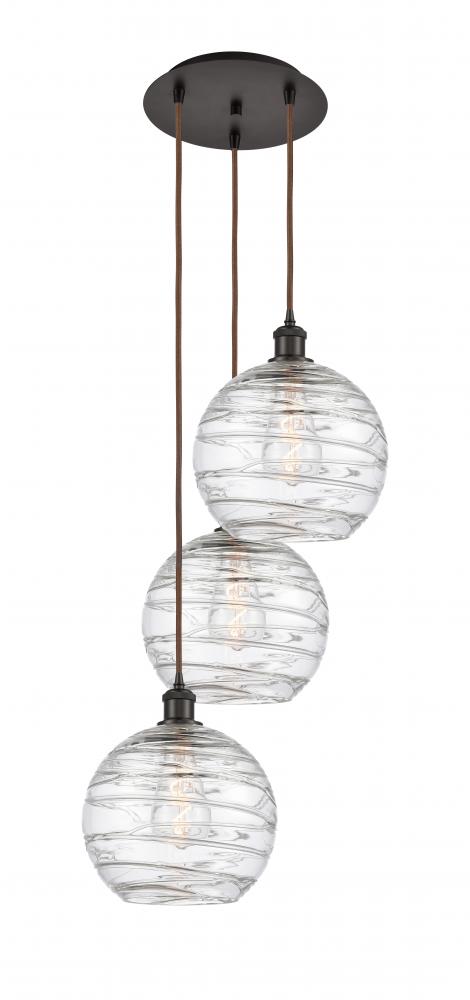 Athens Deco Swirl - 3 Light - 17 inch - Oil Rubbed Bronze - Cord hung - Multi Pendant