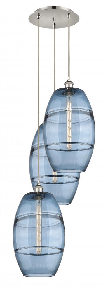 Vaz - 3 Light - 17 inch - Polished Nickel - Cord hung - Multi Pendant