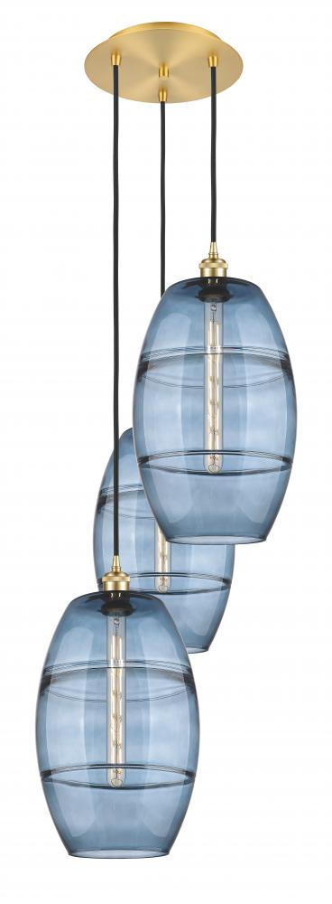 Vaz - 3 Light - 17 inch - Satin Gold - Cord hung - Multi Pendant