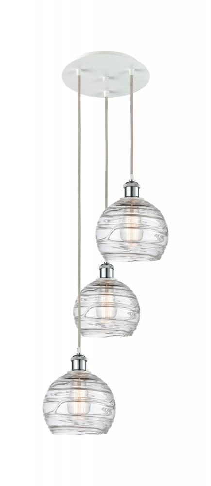 Athens Deco Swirl - 3 Light - 15 inch - White Polished Chrome - Cord Hung - Multi Pendant