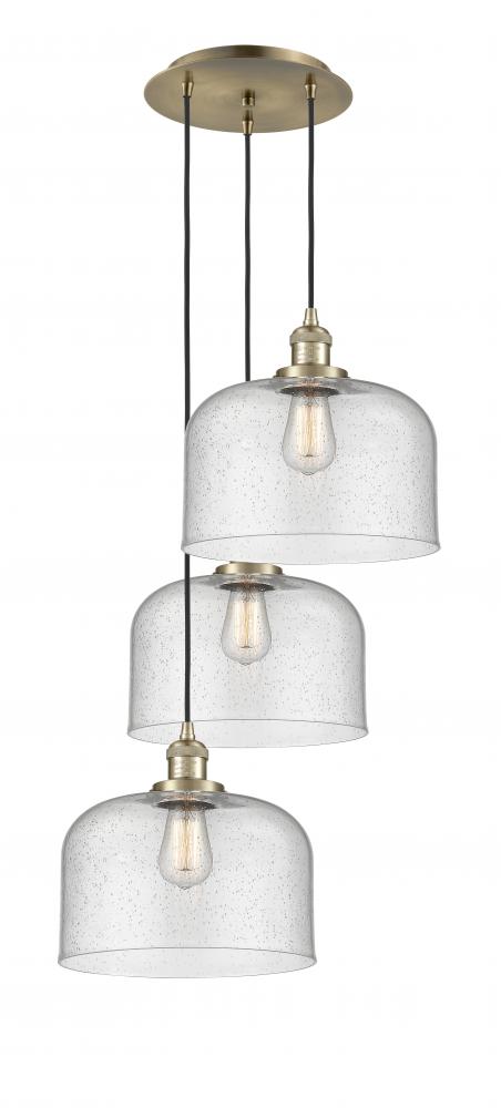 Cone - 3 Light - 18 inch - Antique Brass - Cord hung - Multi Pendant